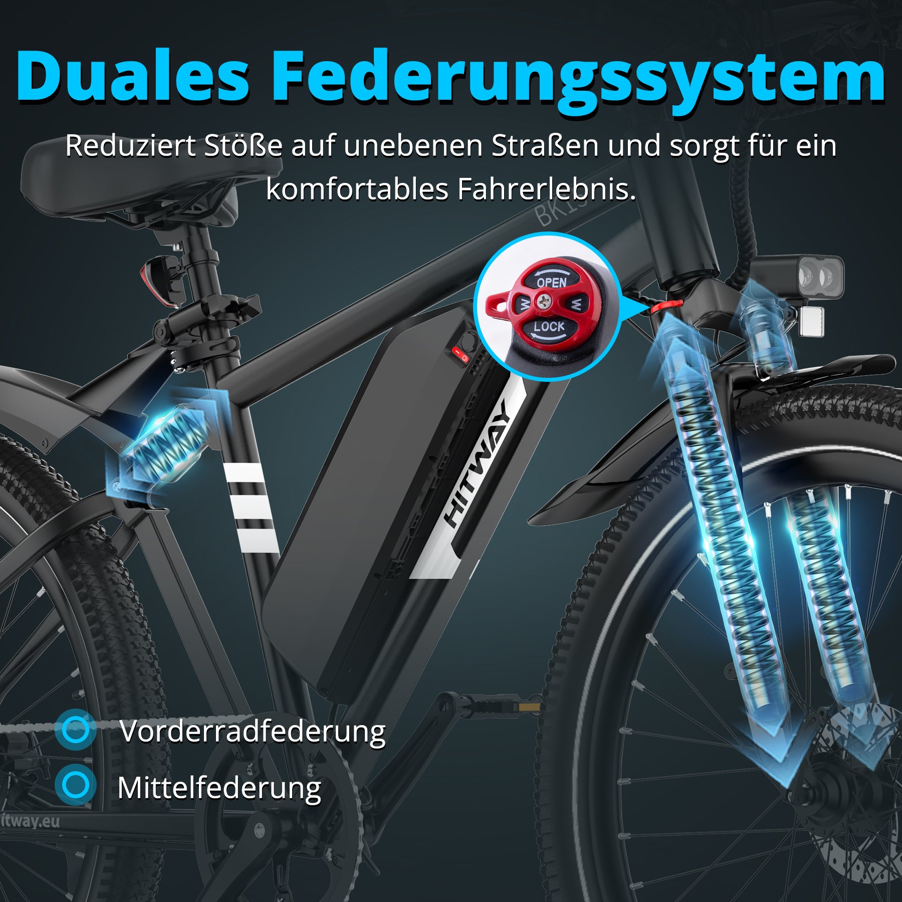 mountainbike gesamtlänge BK15 Plus 29" E-Bike, 48V 15,6Ah Akku, 80–150km Reichweite, All-Terrain E- MTB
