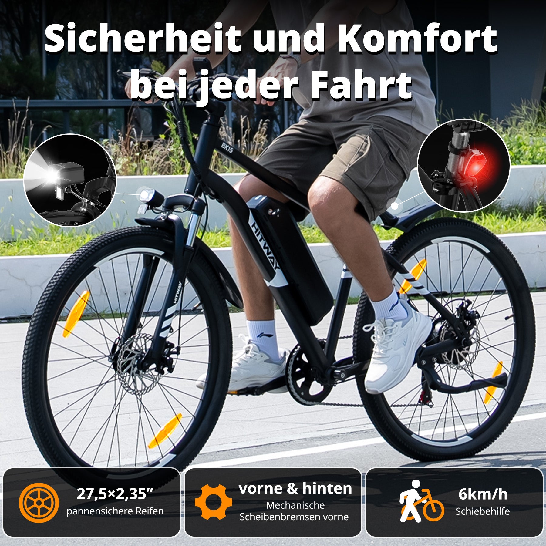 e mountainbike 15 zoll HITWAY BK15 PRO E-Bike, Akku 36V 13Ah, Reichweite 60–100 km, 27.5" Reifen, Shimano 7-Gang, Federgabel – HITWAY DE