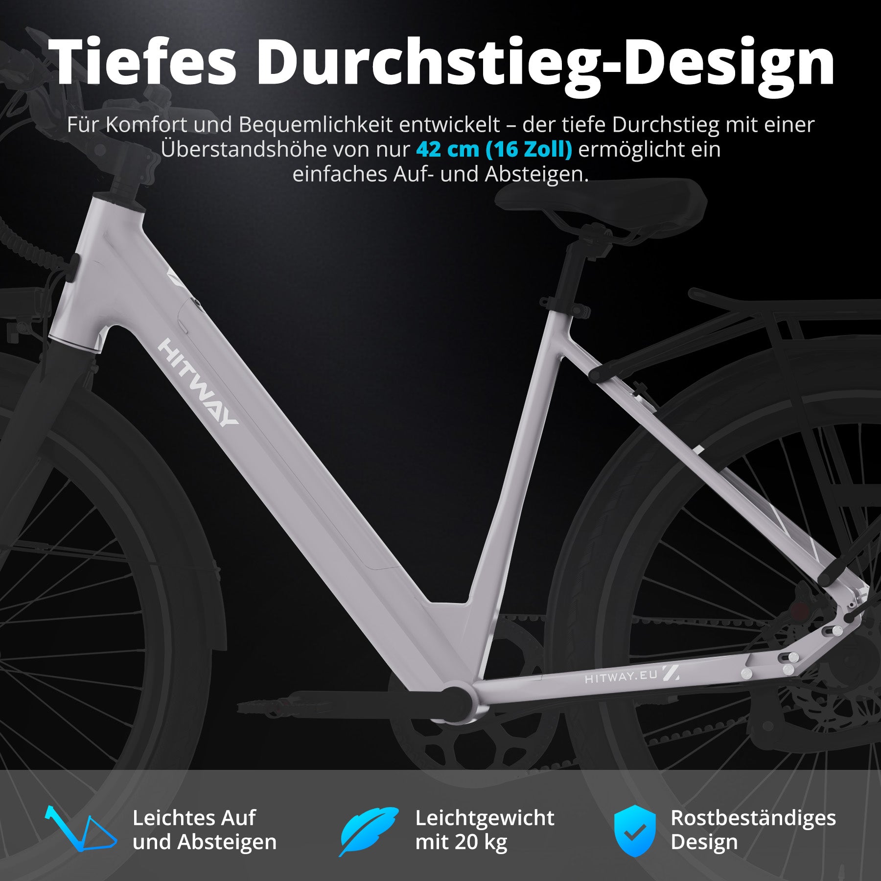 überstandshöhe mountainbike BK18 Pro: Tiefeinsteiger E-Bike mit Drehmomentsensor