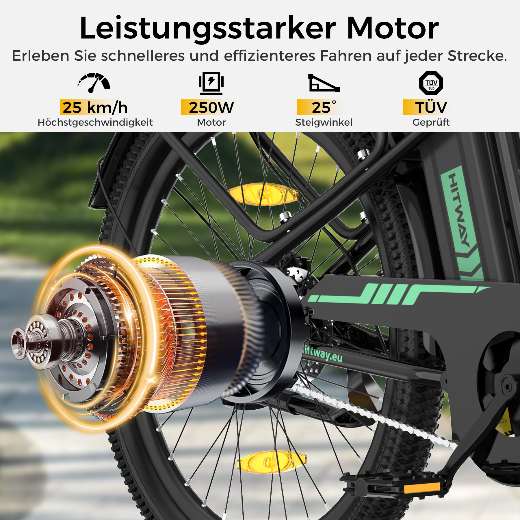 elektrofahrrad 100 km h HITWAY BK8SL E-Bike 27,5", 250W Motor, 36V 13Ah Akku, Tiefer Einstieg, Pannensichere Reifen, APP & TÜV Zertifiziert – HITWAY DE