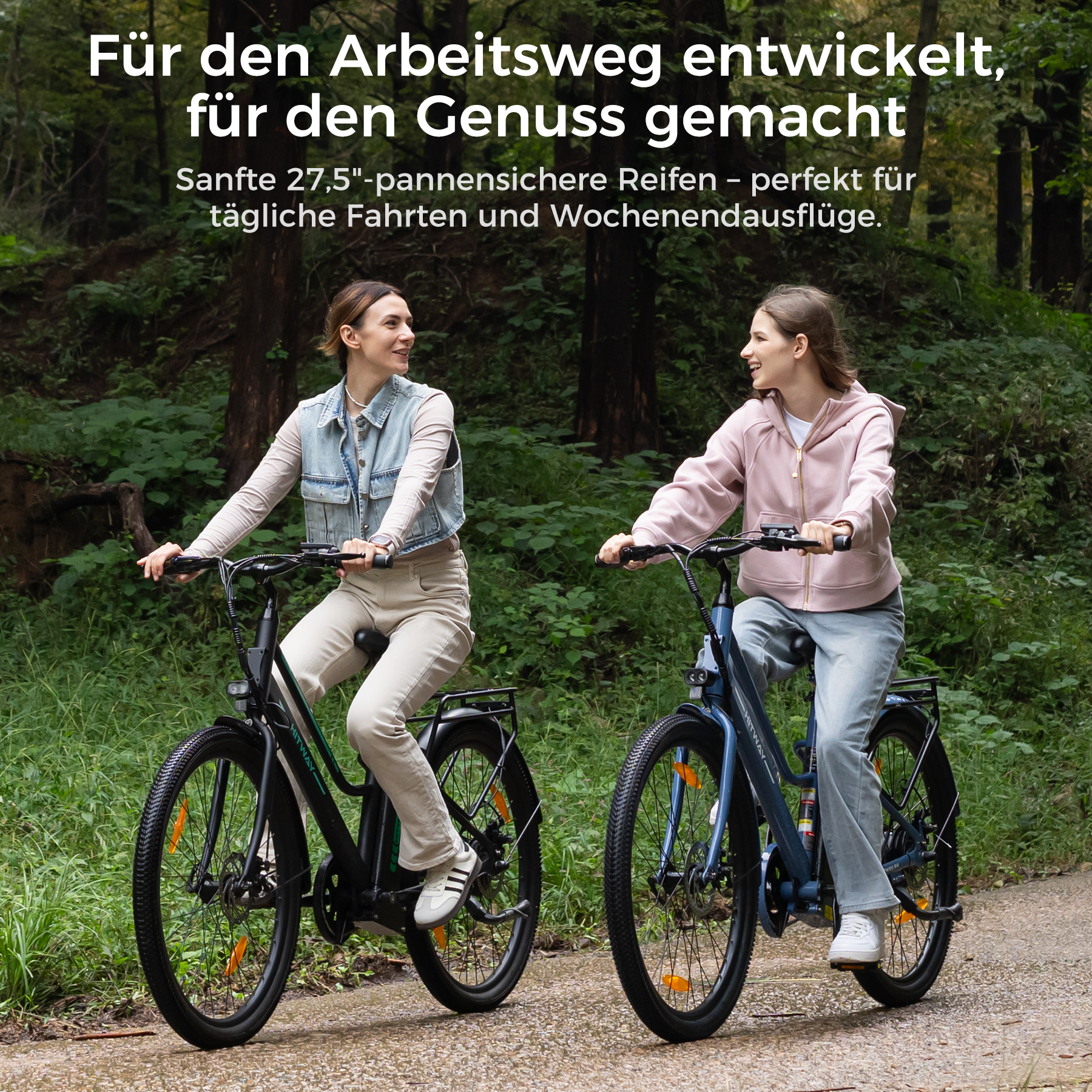 elektrofahrrad mit ballonreifen HITWAY BK8SL E-Bike 27,5", 250W Motor, 36V 13Ah Akku, Tiefer Einstieg, Pannensichere Reifen, APP & TÜV Zertifiziert – HITWAY DE