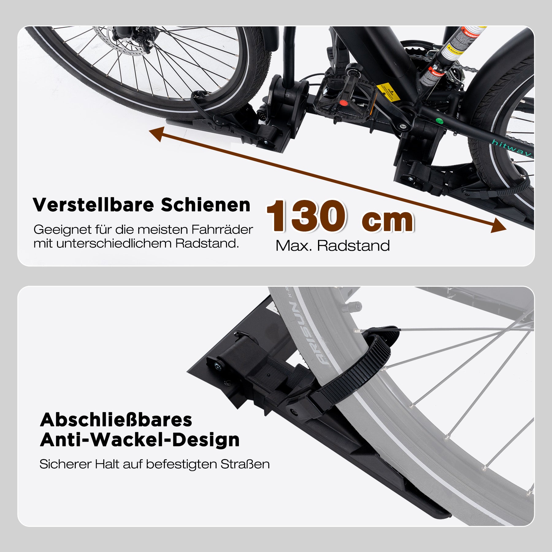 HITWAY Fahrradträger für 2 E-Bikes für die Anhängerkupplung, 60 kg Traglast, klappbar und abklappbar, mit Rückleuchten und Kennzeichenhalter – HITWAY DE