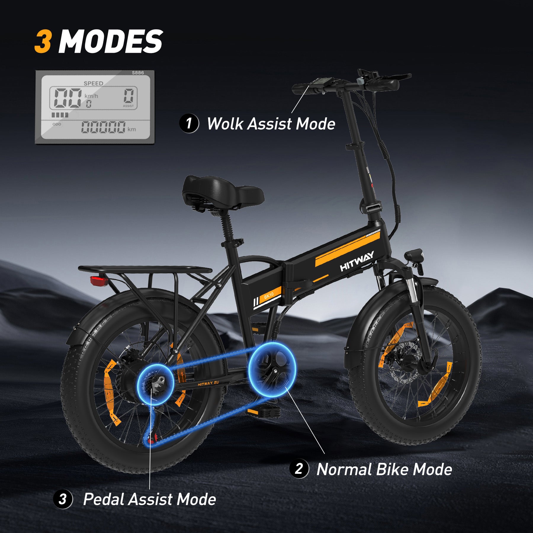 onway electric bicycle BK10S 48V 13Ah Folding Electric Bike 250W 20*4.0 Fat Tire