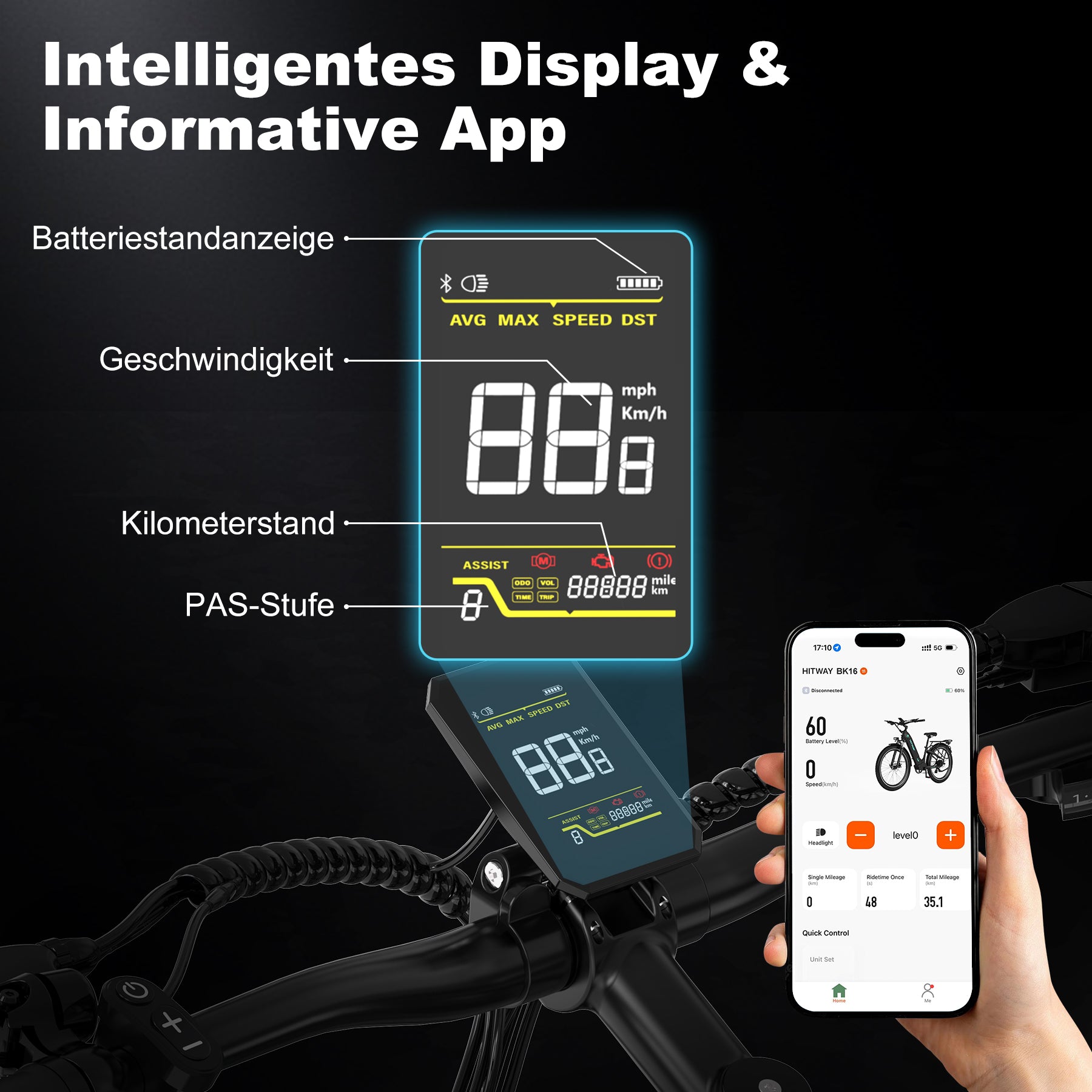 fahrrad.de app BK16 Elektrofahrrad 48V/18Ah SAMSUNG BATTERY 80-150KM