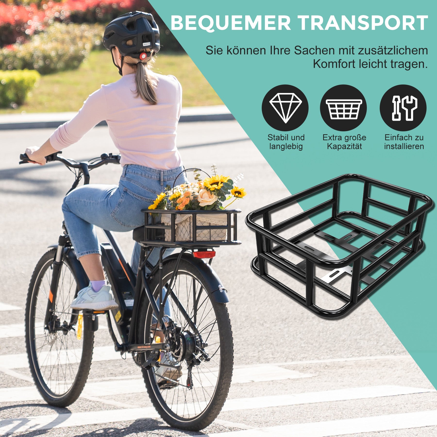 fahrradkorb kinderfahrrad hinten HITWAY Fahrradkorb hinten aus hochwertigem Aluminium mit verstärkten Kanten I Fahrrad Korb für hinten inkl. Befestigungsmaterial