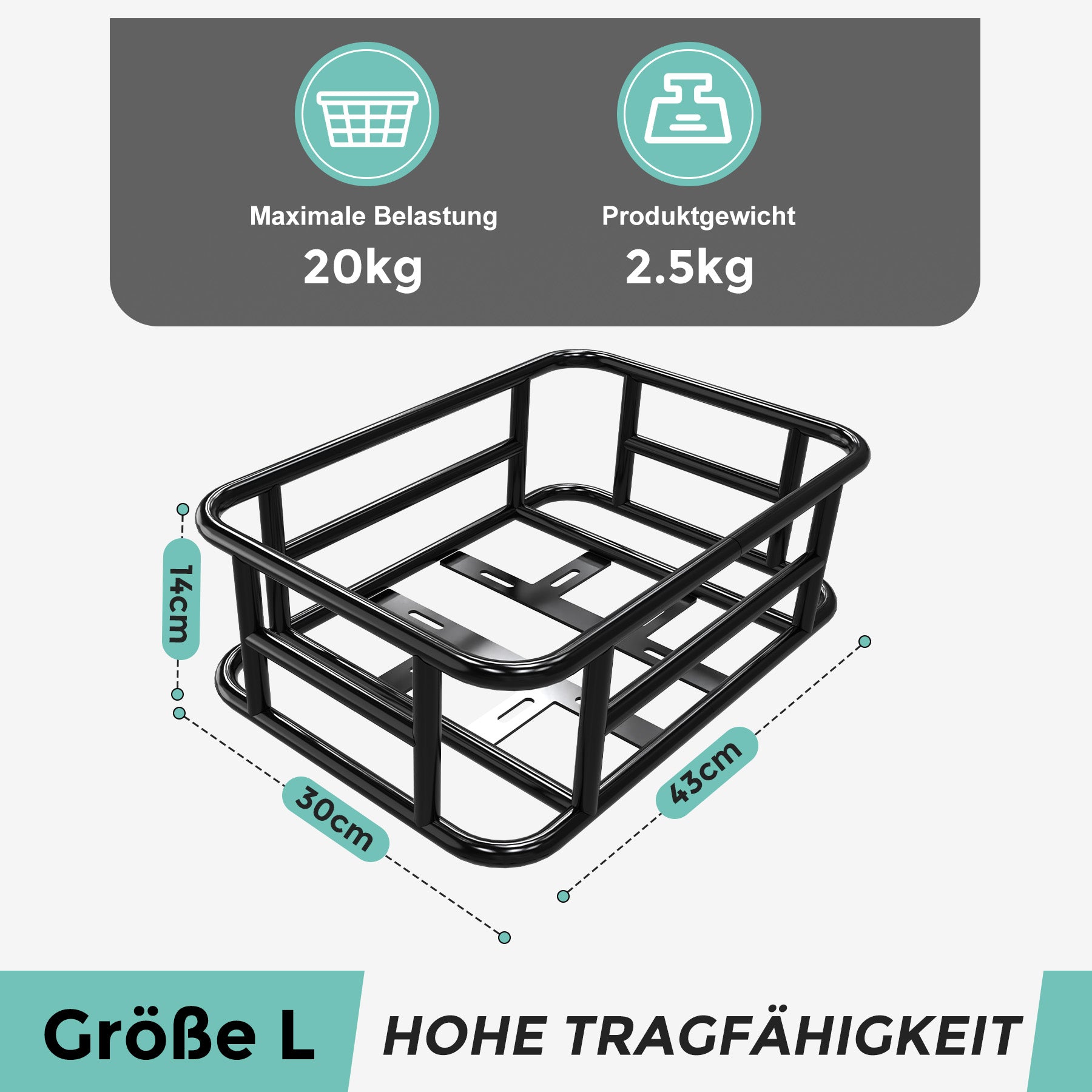 fahrradkorb für elektrofahrrad HITWAY Fahrradkorb hinten aus hochwertigem Aluminium mit verstärkten Kanten I Fahrrad Korb für hinten inkl. Befestigungsmaterial